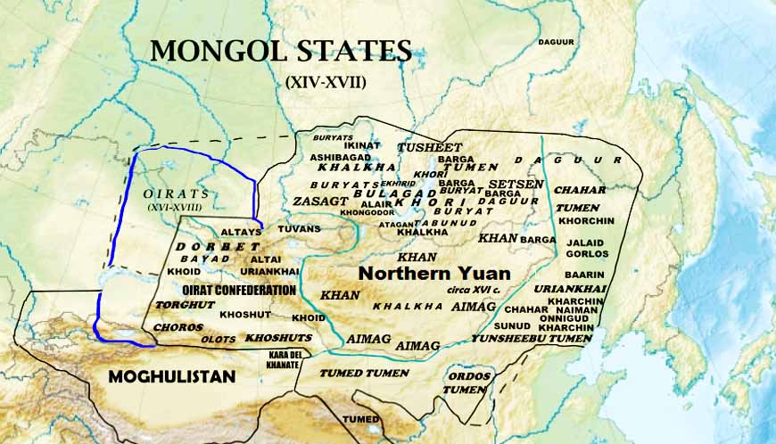 Монгольские государства в XIV-XVII вв. Монгольский каганат, Ойратское ханство и Могулистан